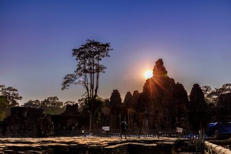 Faces of Bayon tample. Bayon Temple in Angkor Thom, Siem Reap, Cambodia.の写真素材