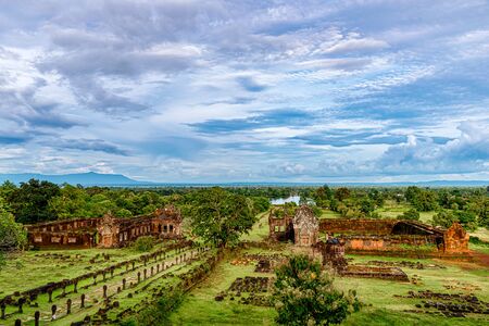 Vat Phou or Wat Phu  in Champasak Province, Southern Laos. Wat Phou Hindu temple located in Champasak Province, Southern Laosの写真素材
