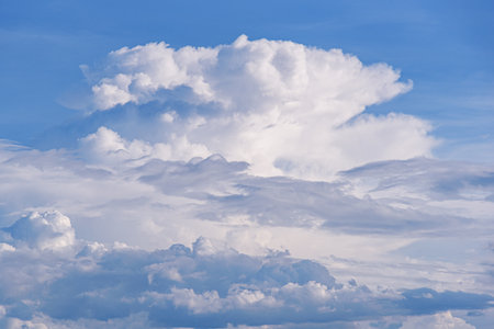 White clouds against blue sky for a background.の写真素材