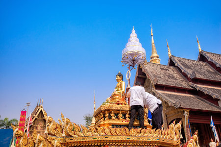 CHIANG MAI, THAILAND - APRIL 13, 2019  : Chiangmai Songkran festival. Buddha Phra Singh of Phra...
