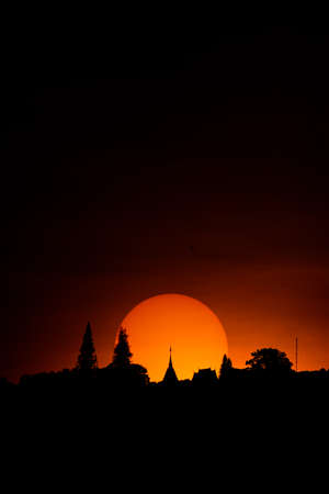 Beautiful Sunset with clouds over Phra That Doi Suthep temple is a landmark destination of Chiang Mai, Thailand.の写真素材