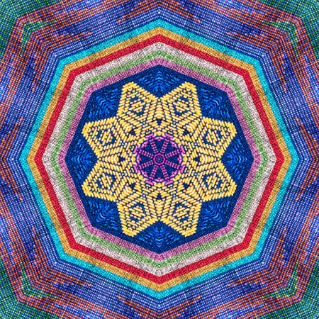 Seamless kaleidoscope or endless pattern for ceramic tile, wallpaper, linoleum, textile, web page background used. Repeating geometric from striped elementsの写真素材
