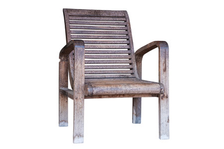 Wooden arm chair isolated on white background with clipping path.の写真素材