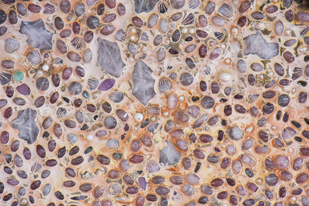 Colorful of tile-mosaic and stone decorating on the wall for abstract background
