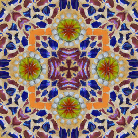 Seamless kaleidoscope or endless pattern for ceramic tile, wallpaper, linoleum, textile, web page background used. Repeating geometric from striped elementsの写真素材