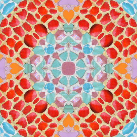 Seamless kaleidoscope or endless pattern for ceramic tile, wallpaper, linoleum, textile, web page background used. Repeating geometric from striped elementsの写真素材
