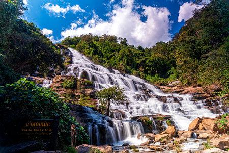 Mae Ya waterfall it beautiful most famous in Doi Inthanon National Park, Chiang mai, Thailand. one of the most-visited tourist attractions in Thailandの写真素材