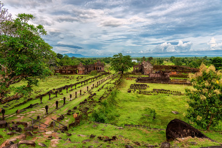 Vat Phou or Wat Phu is the UNESCO world heritage site in Champasak Province, Southern Laos. Wat Phou Hindu temple located in Champasak Province, Southern Laosの写真素材