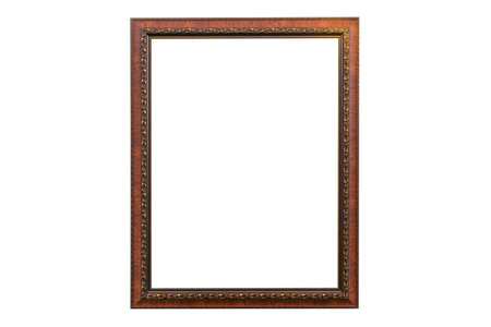 Vintage Wooden picture frame isolated on white background, With Clipping path.