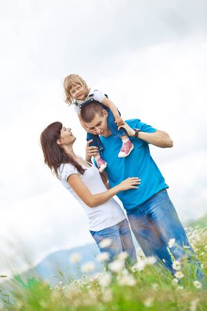 The family is resting in nature. . High quality photo.の写真素材