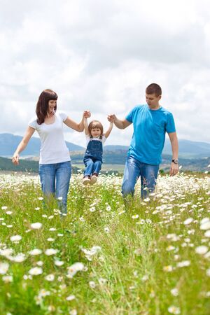 The family is resting in nature. . High quality photo.の写真素材