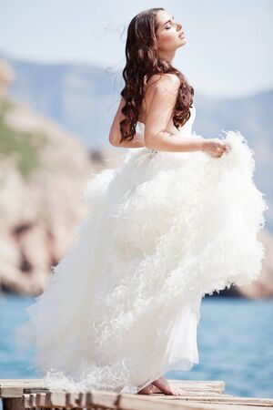 Beautiful bride on the nature.の写真素材