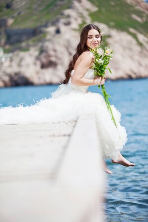 Beautiful bride on the nature.の写真素材