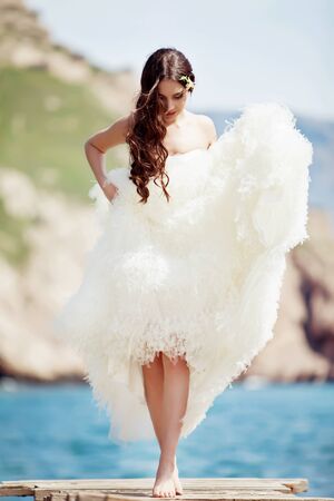 Beautiful bride on the nature. High quality photo.の写真素材