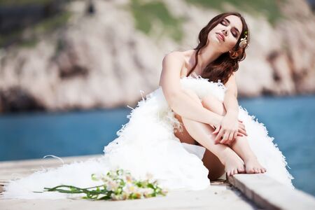 Beautiful bride on the nature. High quality photo.の写真素材