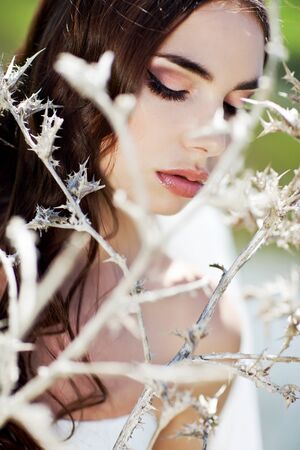 Beautiful bride on the nature. High quality photo.の写真素材