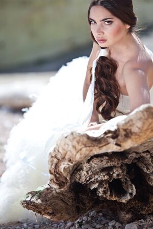 Beautiful bride on the nature. High quality photo.の写真素材