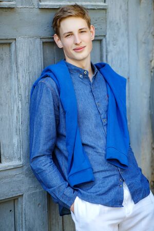 Handsome young man. Close-up. High quality photo.の写真素材