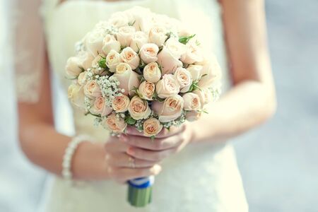 The brides bouquet. Flowers on a wedding day. High quality photoの写真素材
