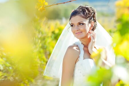 Beautiful bride on the nature. High quality photo.の写真素材