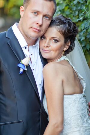 Wedding. Bride and groom on their wedding day. A pair of lovers. High quality photo.の写真素材