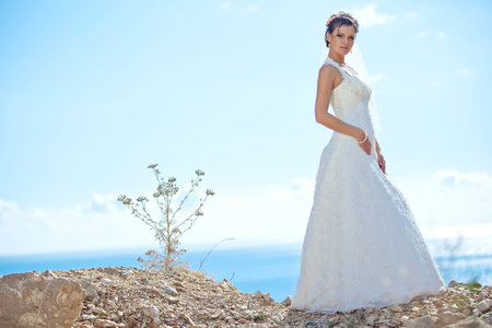 Beautiful bride on the nature. High quality photo.の写真素材