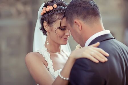 Wedding. Bride and groom on their wedding day. A pair of lovers. High quality photo.の写真素材