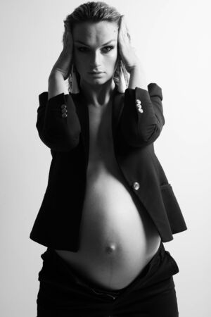 Pregnant woman in sexy city. High quality photo.の写真素材