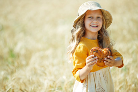 A child in the field. . High quality photo.