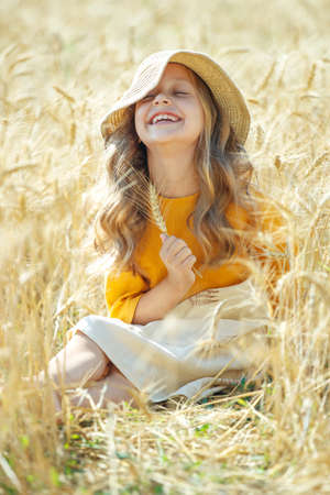 A child in the field. . High quality photo.の写真素材