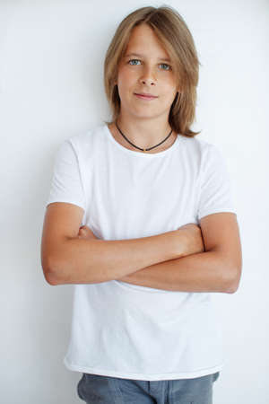 Child teenager boy. Portrait of a young man. High quality photo.の写真素材