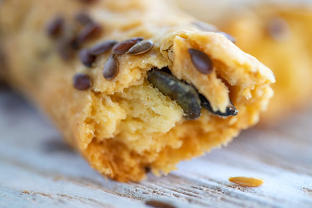 Bread sticks. bread product in the form of long sticks. Product for soup. High quality photo.の写真素材