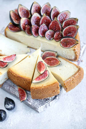 Classic cheesecake. Cream cheese cake with berries. High quality photo.の写真素材