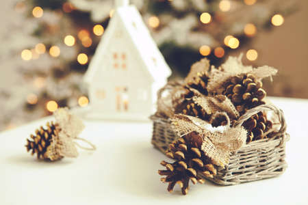 Christmas home decor, beautiful holiday decoration. High quality photo.の写真素材
