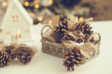 Christmas home decor, beautiful holiday decoration. High quality photo.の写真素材
