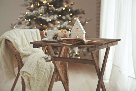 Christmas home decor, beautiful holiday decoration. High quality photo.の写真素材