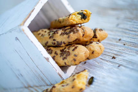 Bread sticks. bread product in the form of long sticks. Product for soup. High quality photo.の写真素材