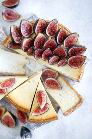 Classic cheesecake. Cream cheese cake with berries. High quality photo.の写真素材