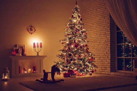 Christmas decor in the house. High quality photo.の写真素材