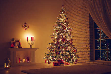Christmas decor in the house. High quality photo.の写真素材