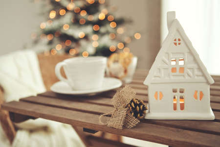 Christmas home decor, beautiful holiday decoration. High quality photo.の写真素材