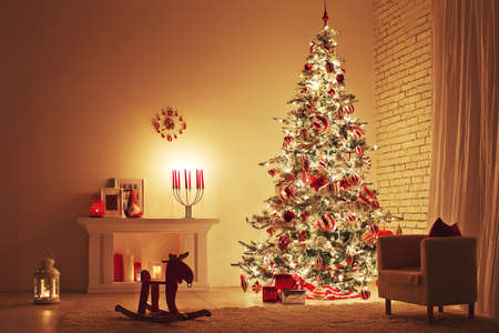 Christmas decor in the house. High quality photo.の写真素材