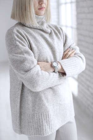 Womens wrist watch on the girls hand. High quality photo.の写真素材