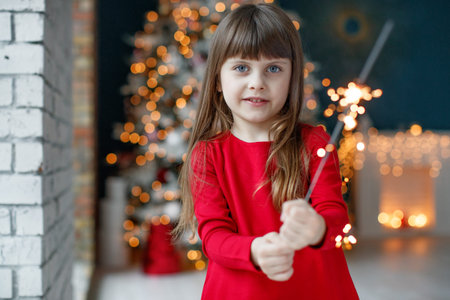 Child at Christmas. Little girl on a holiday. High quality photo