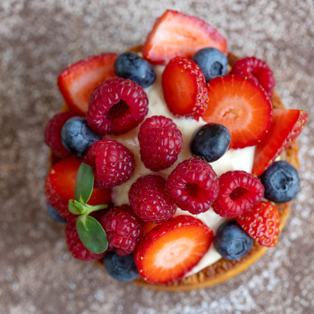 Cake with berries, delicious tartlet. High quality photoの写真素材
