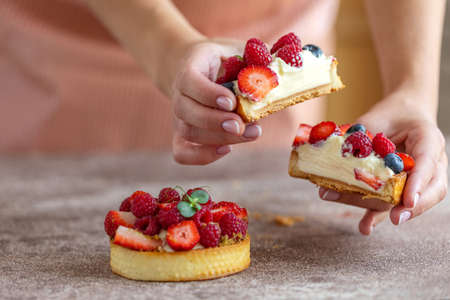 Cake with berries, delicious tartlet. High quality photoの写真素材