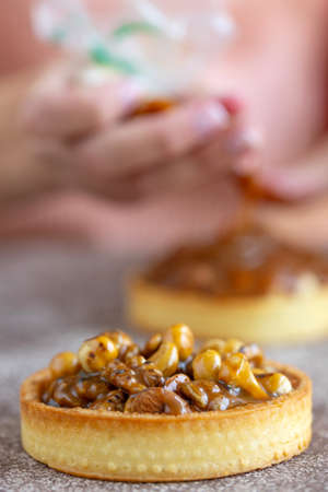 Brownie with nuts, delicious tartlet. High quality photoの写真素材