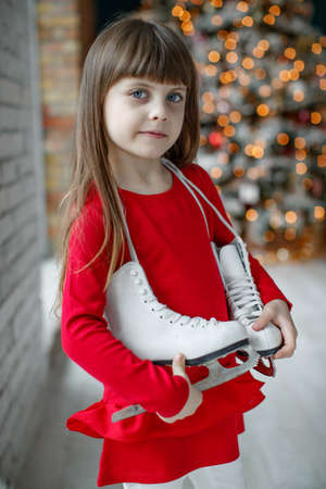 Child at Christmas. Little girl on a holiday. High quality photoの写真素材