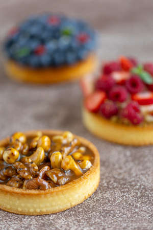 Brownie with nuts, delicious tartlet. High quality photoの写真素材
