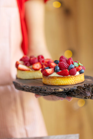 Cake with berries, delicious tartlet. High quality photoの写真素材